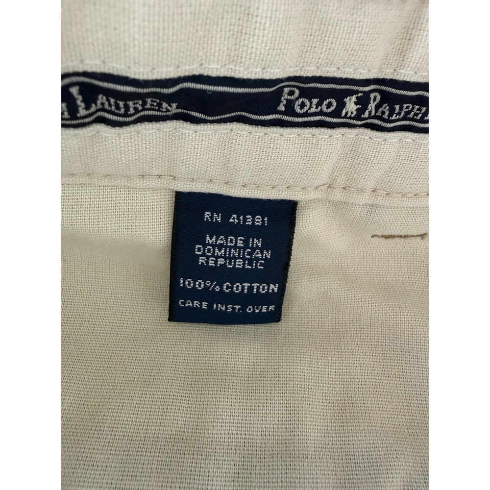 Polo Ralph Lauren Tyler Short Mens 34 Tan Pleated Chino Cotton Preppy Golf *Flaw - Picture 6 of 9